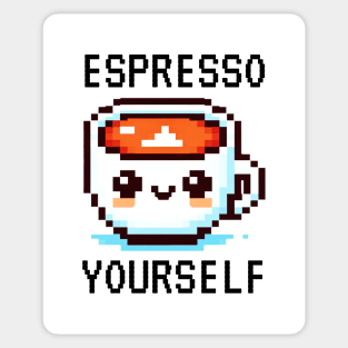 Pixel Coffee Cup Art - Espresso Yourself Design Sticker